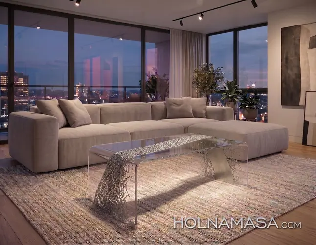 Designer Art Glass-Silver Coffee Table